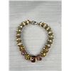 Image 4 : A Beautiful Beaded Necklace With Crystal Encrusted Gold Tone Orb Beads and Matching Bracelet 30" Lon