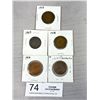 Image 1 : Lot of 5 Canadian Large Pennies from 1909-1918