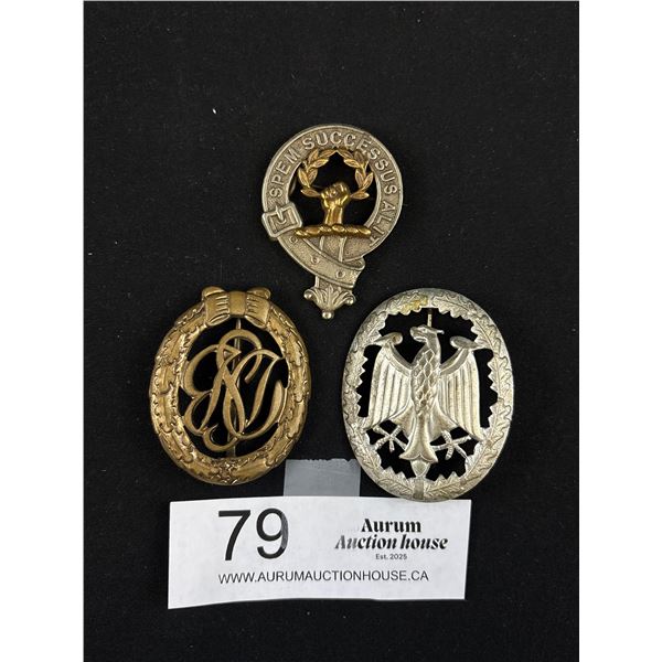 WW2 Era German Armed Forces Badges Proficiency and German Sports Badge and Scottish SPM Clan Badge