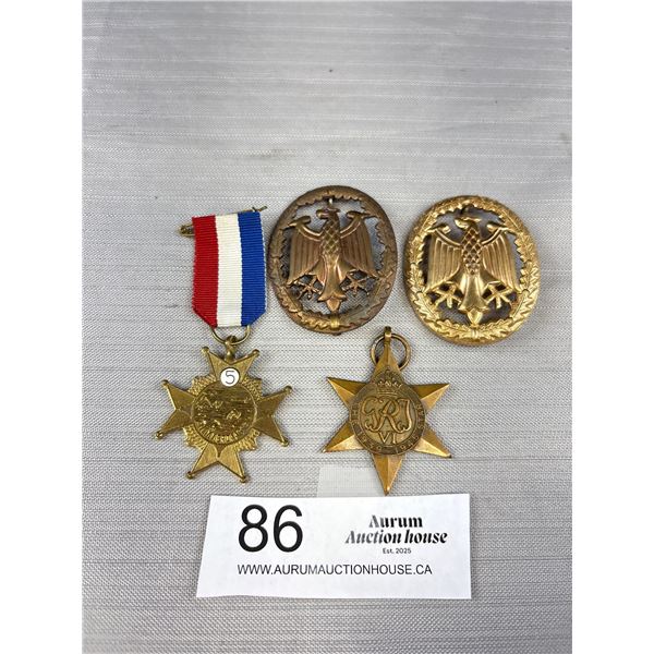 WW2 1939-45 Canadian Star Medal + German Cap Badges
