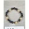 Image 2 : Lovely Black Beads + Pearls Bracelet w/ Original Pearl Closure