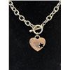 Image 2 : Silver Tone Links Chain w/ Forever Heart Shaped Pendant Necklace Toggle Closure