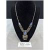 Image 1 : Vintage Hand Crafted Silver Filigree w/ Blue Stones Necklace