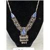 Image 2 : Vintage Hand Crafted Silver Filigree w/ Blue Stones Necklace