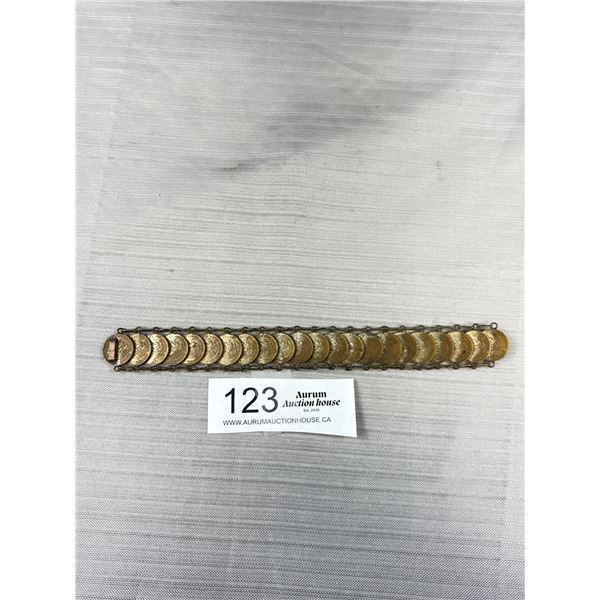 Vintage Mexican Copper Coins Linked Bracelet