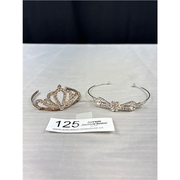2 Silver Colour w/ Rhinestones Small Tiara Crown