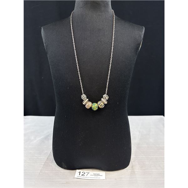 Vintage NovaBerry Signed Rhinestone Beads w/ Chain Necklace