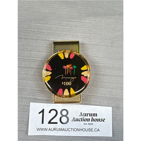 Gold $100 Mirage Chip Money Clip