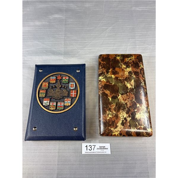 Vintage Mele Jewelry Box and Old Canadian Notebook