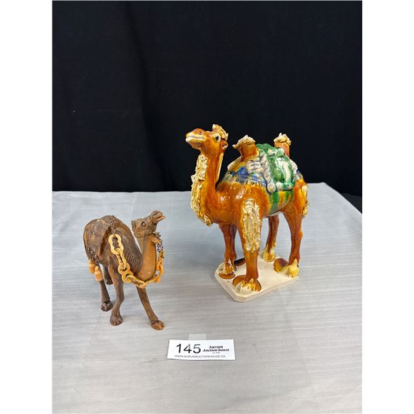 Handcrafted Ceramic & Wood Decorated Camels