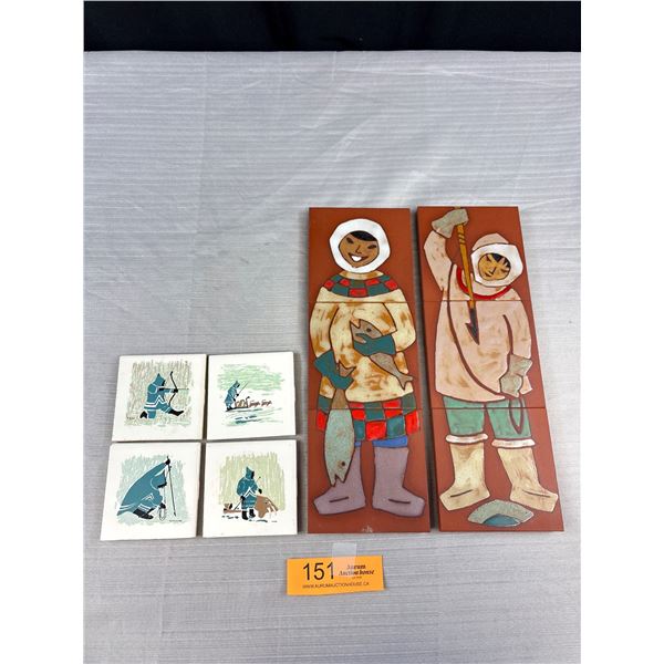 Pair of Vintage 4"x 12" Eskimo Art and Set of Coasters
