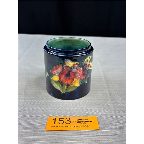 Vintage Moorcroft Pottery Hibiscus on Cobalt Jar (No Lid) - Made in England