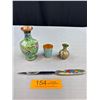 Image 1 : 4 Vintage Cloisonne Pieces - Letter Opener, Cup and Jugs