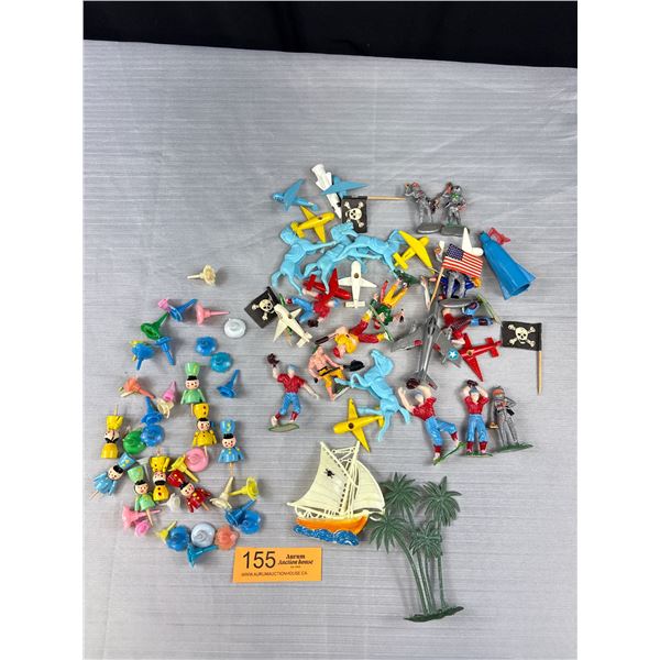 Vintage Italian Wooden Birthday Candle Angels & Misc Early Plastic/Wood Toys