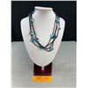 Image 1 : Vintage Extra Long Blue Shell Chips and Black Seed Beads Necklace