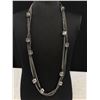 Image 2 : Extra Long Chain Metal Necklace w/ Clear Cube Shaped Crystal Beads