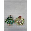 Image 4 : Signed Gerry's Red and Green Enamel Wreath, Decorated Xmas Tree and Xmas Ball Brooches