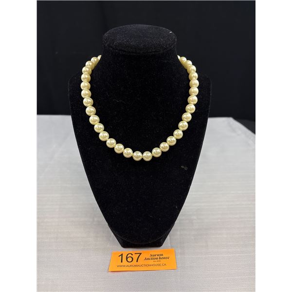 Vintage Designer Pearl Choker/Bracelet w/ Two Tone Clasp