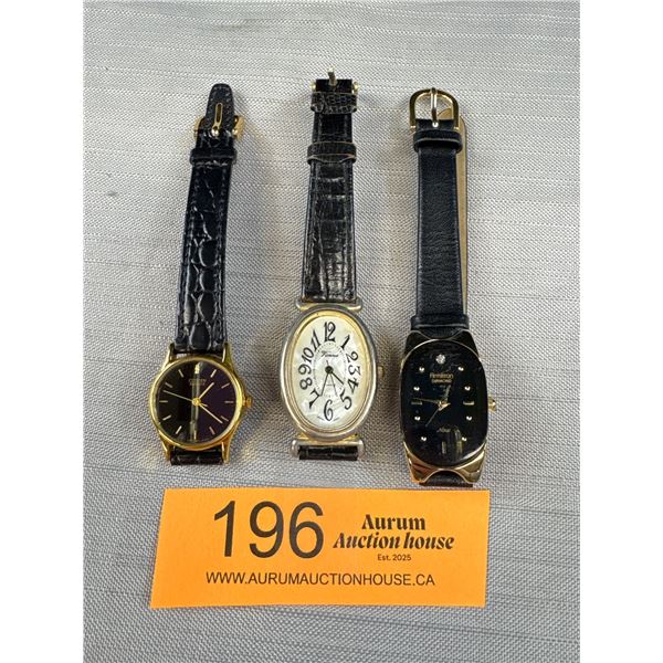 3 Ladies Quartz Watches w/ Leather Vienna, All Batteries Required