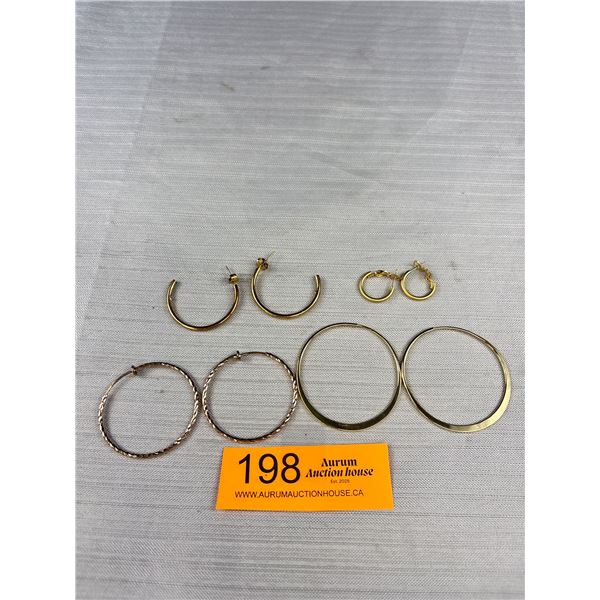 4 Pairs of Gold Hoop Earrings