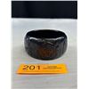 Image 1 : Heavy Black Bakelite Bangle Carved Design