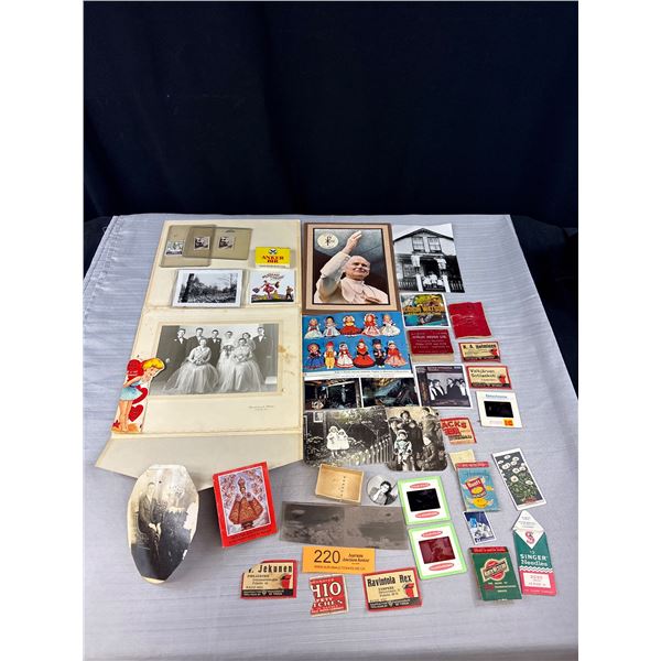 Vintage Collectable Lot of Old Postcards, Matchbooks, Advertisement etc.
