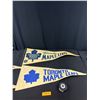 Image 1 : 2 Vintage Toronto Maple Leafs Pennants and a Wendal Clark Signed Leafs Puck