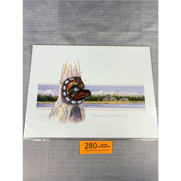 Signed 427/750 West Coast Native Print Eagle Headress with COA