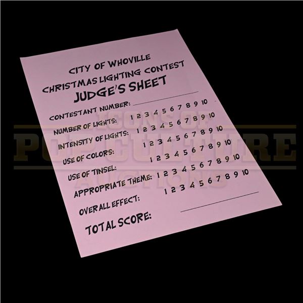 How the Grinch Stole Christmas – Lighting Contest Score Sheet - H4-16