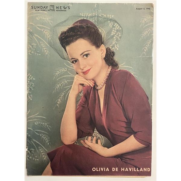 Sunday News 1942 Olivia de Havilland newspaper cover