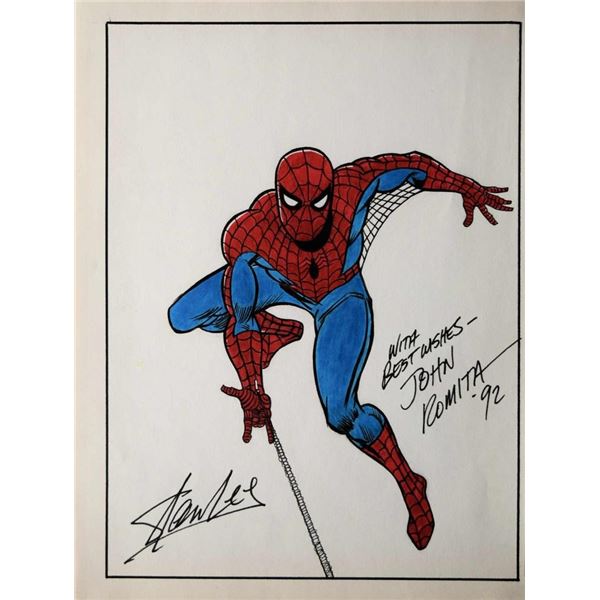 John Romita & Stan Lee signed  Spiderman Drawing