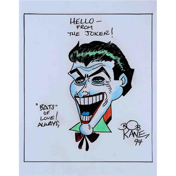 Bob Kane original hand drawn and signed Joker sketch
