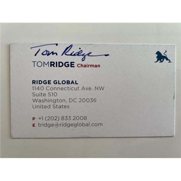 Former United States Secretary of Homeland Security Tom Ridge signed business card