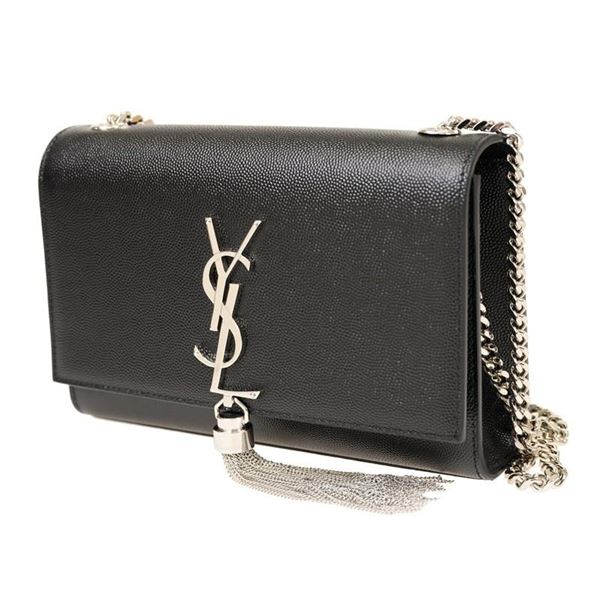 Saint Laurent Kate Small Tassel YSL Wallet on Chain in Grained Leather