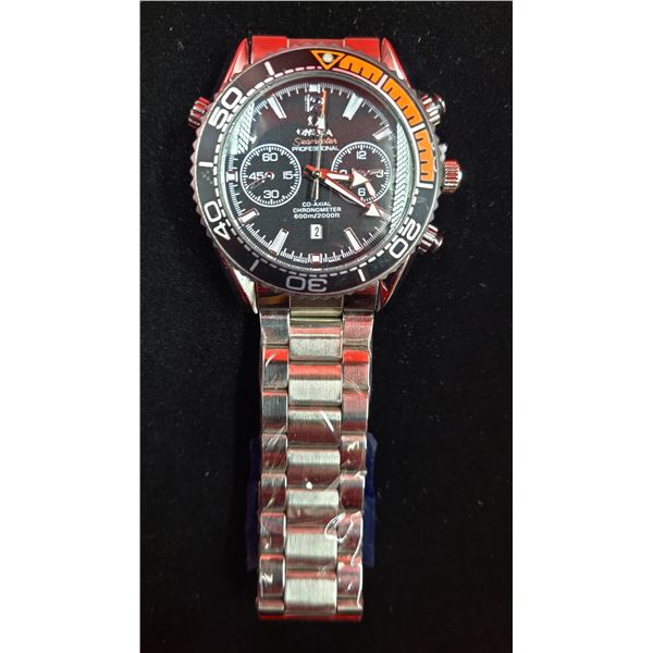 New Omega Black/Orange Seamaster Replica Watch