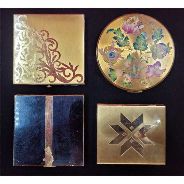 VTG Compact Lot w/ Floral Vanity Fair, Parker Pen, Compact by Dexter, & Volupte