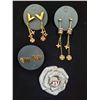 Image 1 : VTG Chanel Brooch, 2 Pairs of Replica Louis Vuitton Earrings, & Fuck Off Earrings w/ Tiffany Box