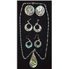 Image 1 : 3 Pairs of Alpaca Silver Abalone Earrings & Mexican Sterling Abalone Necklace