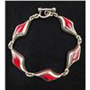Image 1 : Red Coral Mexican Sterling Silver Bracelet