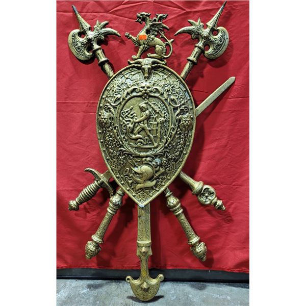 VTG Cast Metal Coat of Arms Wall Hanging