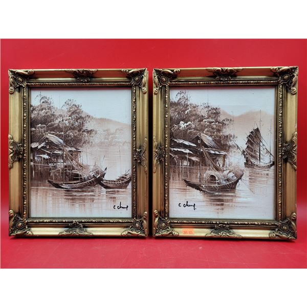 2 Framed Original Oil Paintings by C. Cherry