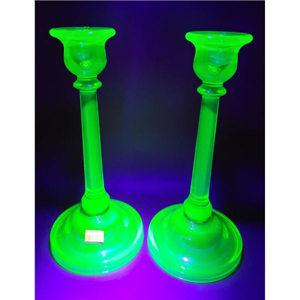 Pair of 9.5" Uranium Candleholders