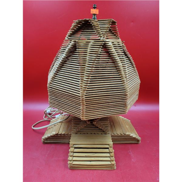 VTG Tramp Art Popsicle Stick Lamp