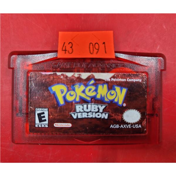 Gameboy Advance Pokémon Ruby Version Game Cartridge