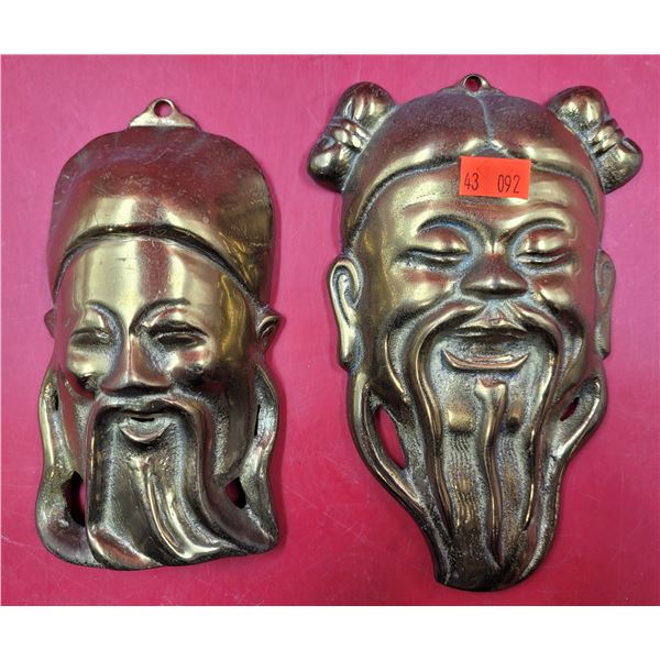 2 Brass Asian Wall Plaques