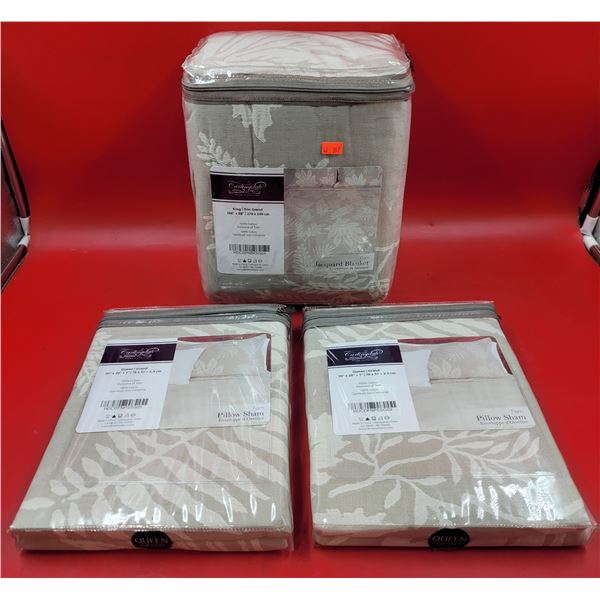 Carlingdale Bedding Lot w/ 2 Queen Pillow Shams & King Jacquard Blanket