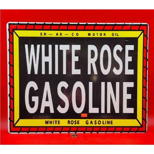 Metal White Rose Gasoline Advertising Sign