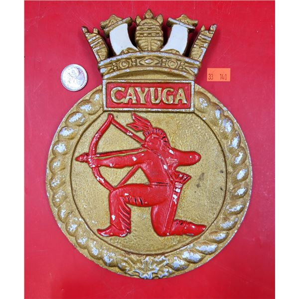 Cast Aluminum Royal Canadian Navy Cayuga Ship Badge/Crest