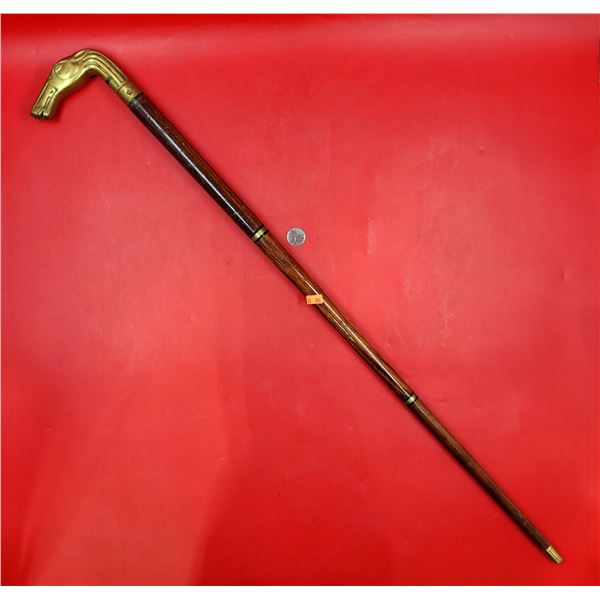 Wooden Walking Stick w/ Brass Accents