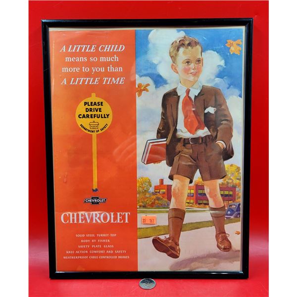 Framed VTG Chevrolet Drive Carefully Poster